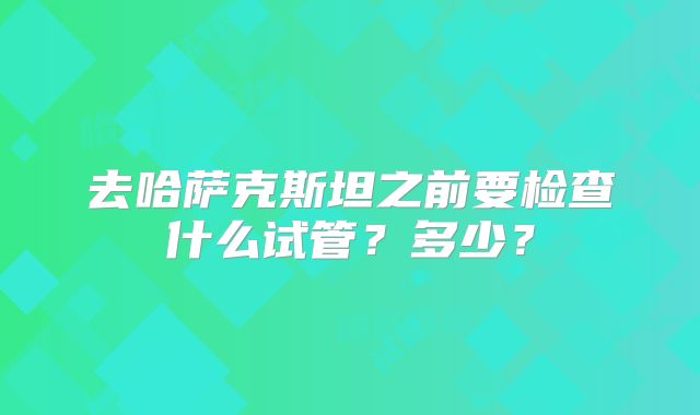 去哈萨克斯坦之前要检查什么试管？多少？