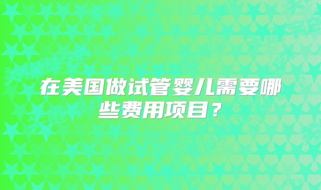 在美国做试管婴儿需要哪些费用项目？