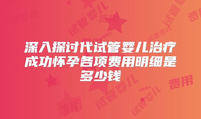 深入探讨代试管婴儿治疗成功怀孕各项费用明细是多少钱