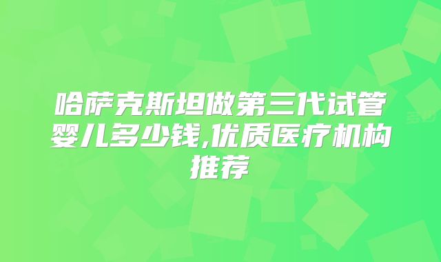 哈萨克斯坦做第三代试管婴儿多少钱,优质医疗机构推荐