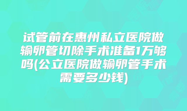 试管前在惠州私立医院做输卵管切除手术准备1万够吗(公立医院做输卵管手术需要多少钱)