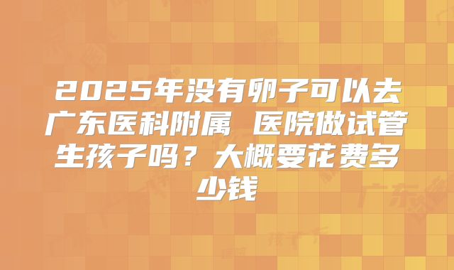 2025年没有卵子可以去广东医科附属 医院做试管生孩子吗？大概要花费多少钱