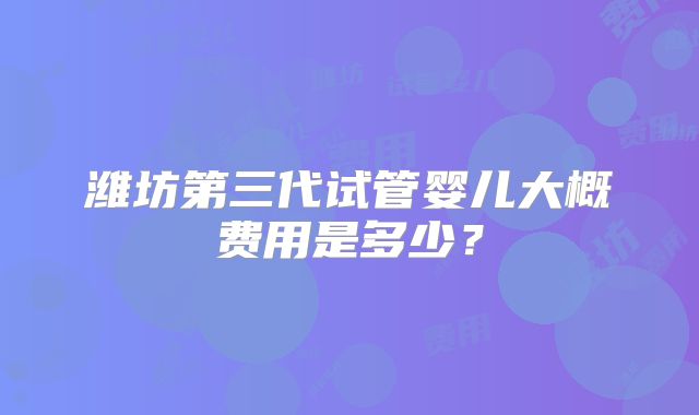 潍坊第三代试管婴儿大概费用是多少？