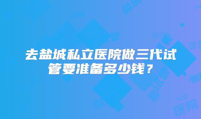 去盐城私立医院做三代试管要准备多少钱？
