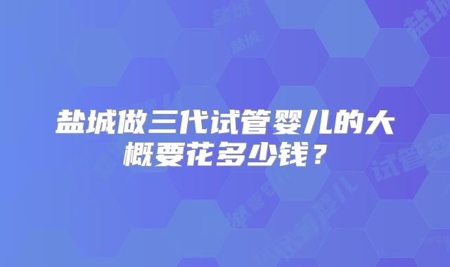 盐城做三代试管婴儿的大概要花多少钱？