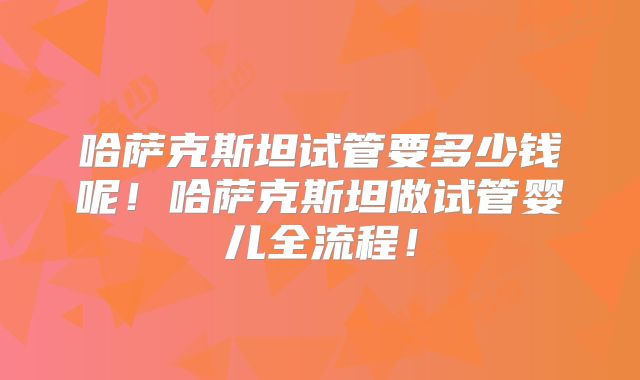 哈萨克斯坦试管要多少钱呢！哈萨克斯坦做试管婴儿全流程！