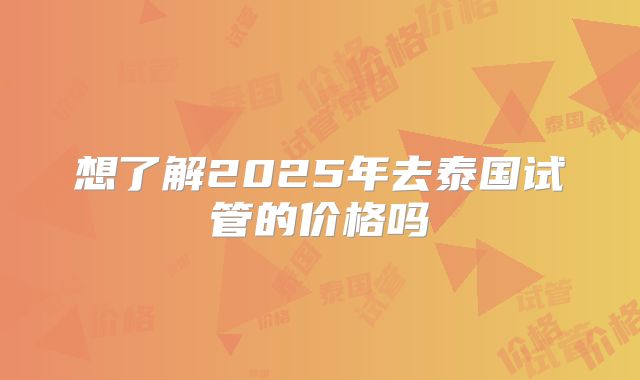 想了解2025年去泰国试管的价格吗