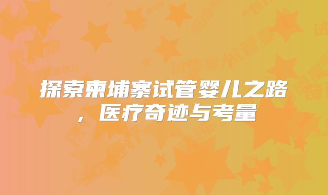 探索柬埔寨试管婴儿之路，医疗奇迹与考量