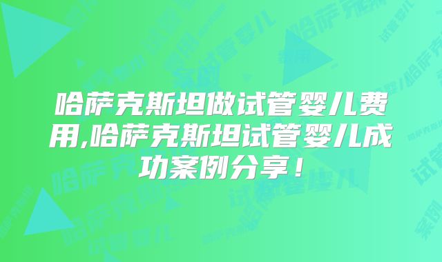 哈萨克斯坦做试管婴儿费用,哈萨克斯坦试管婴儿成功案例分享！