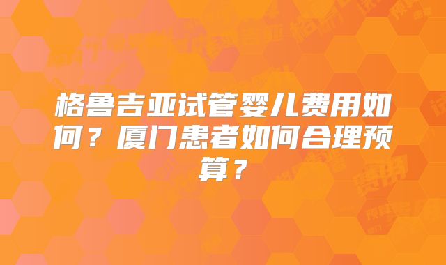 格鲁吉亚试管婴儿费用如何？厦门患者如何合理预算？