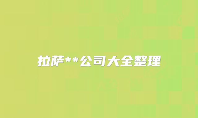 拉萨**公司大全整理