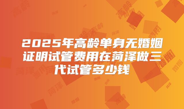 2025年高龄单身无婚姻证明试管费用在菏泽做三代试管多少钱