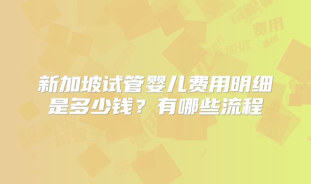 新加坡试管婴儿费用明细是多少钱？有哪些流程