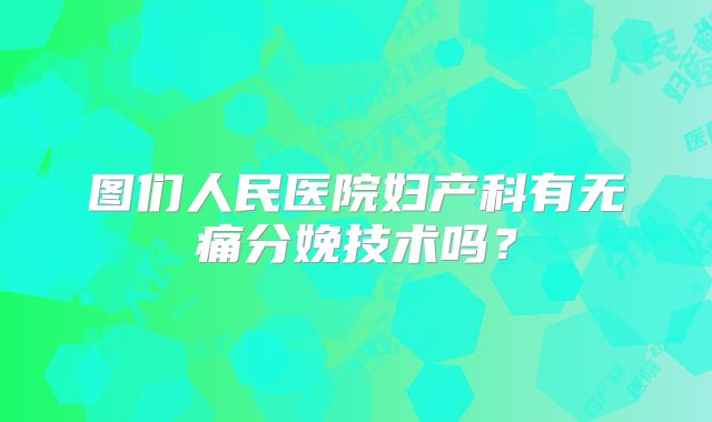 图们人民医院妇产科有无痛分娩技术吗？