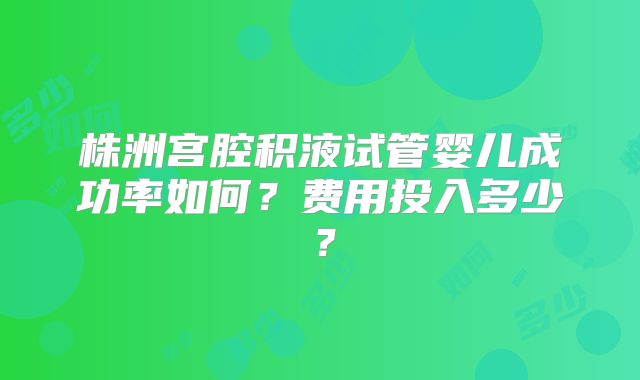 株洲宫腔积液试管婴儿成功率如何？费用投入多少？