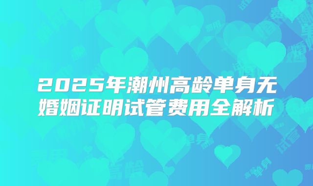 2025年潮州高龄单身无婚姻证明试管费用全解析