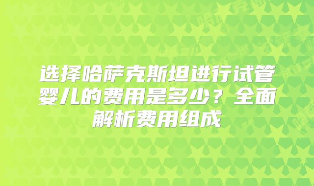 选择哈萨克斯坦进行试管婴儿的费用是多少？全面解析费用组成