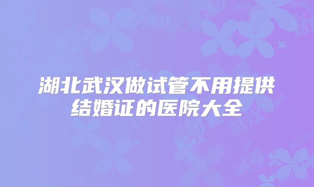 湖北武汉做试管不用提供结婚证的医院大全