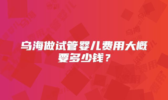 乌海做试管婴儿费用大概要多少钱?