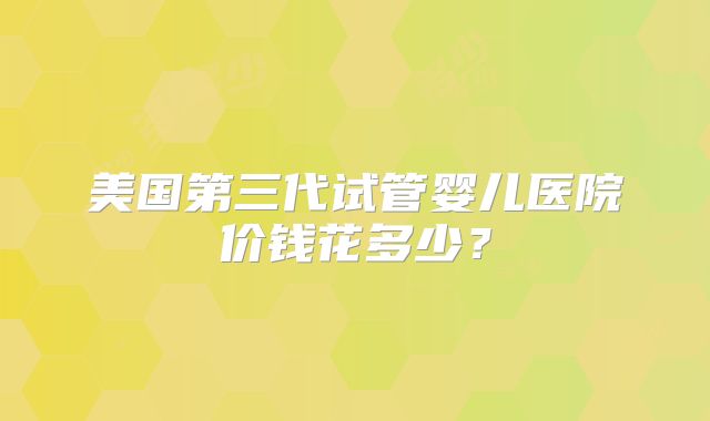 美国第三代试管婴儿医院价钱花多少?