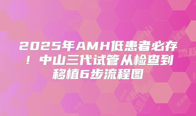 2025年AMH低患者必存！中山三代试管从检查到移植6步流程图