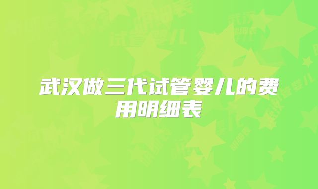 武汉做三代试管婴儿的费用明细表