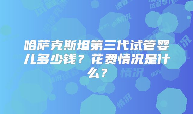 哈萨克斯坦第三代试管婴儿多少钱？花费情况是什么？