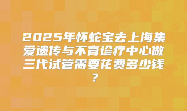 2025年怀蛇宝去上海集爱遗传与不育诊疗中心做三代试管需要花费多少钱？