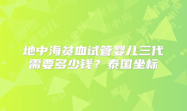 地中海贫血试管婴儿三代需要多少钱？泰国坐标