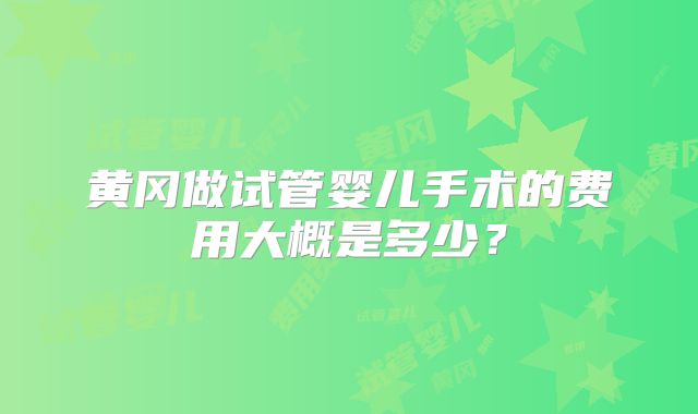 黄冈做试管婴儿手术的费用大概是多少?
