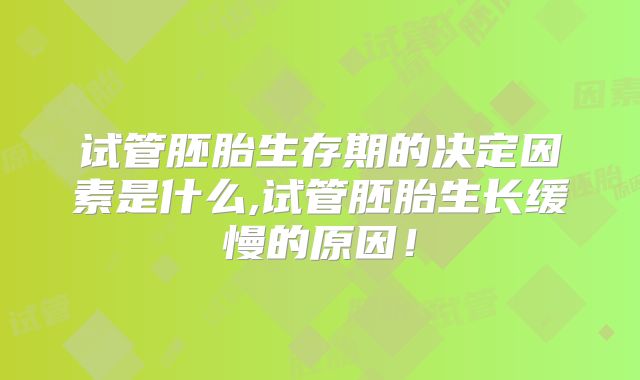 试管胚胎生存期的决定因素是什么,试管胚胎生长缓慢的原因！