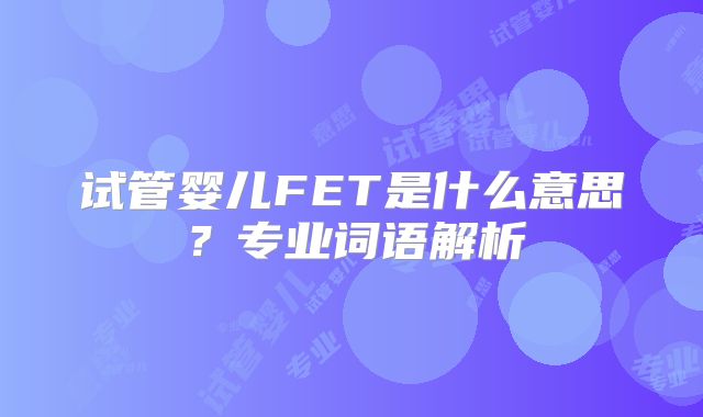 试管婴儿FET是什么意思？专业词语解析