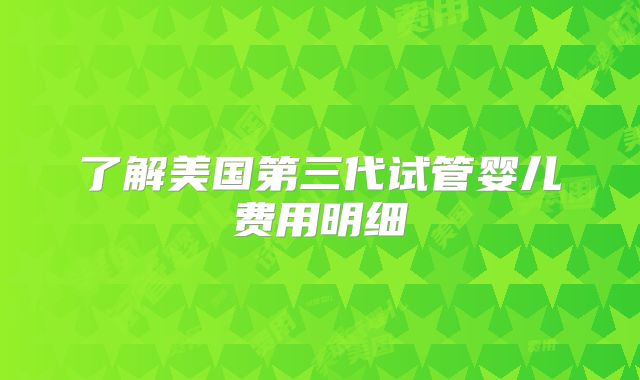 了解美国第三代试管婴儿费用明细