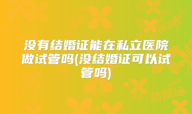 没有结婚证能在私立医院做试管吗(没结婚证可以试管吗)