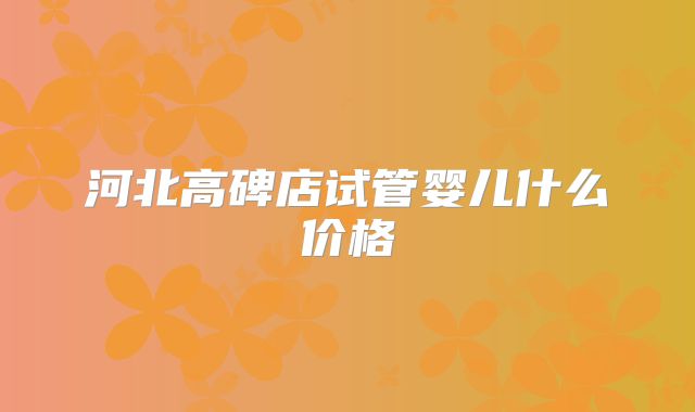 河北高碑店试管婴儿什么价格