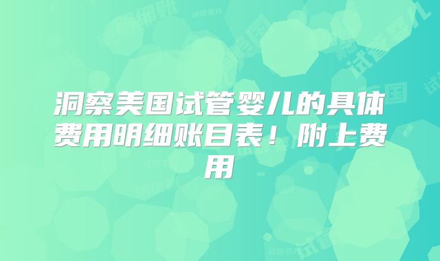 洞察美国试管婴儿的具体费用明细账目表！附上费用