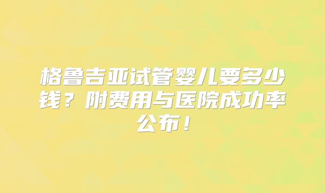 格鲁吉亚试管婴儿要多少钱？附费用与医院成功率公布！