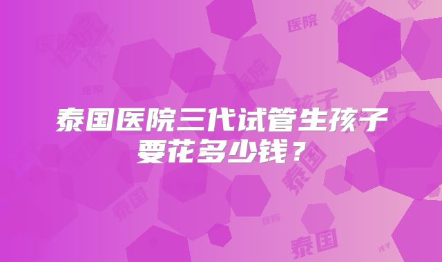泰国医院三代试管生孩子要花多少钱？