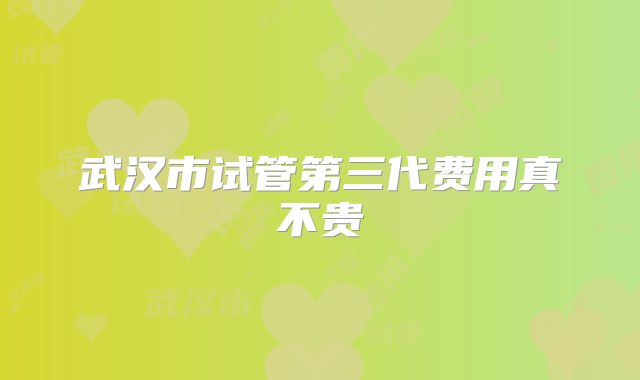 武汉市试管第三代费用真不贵