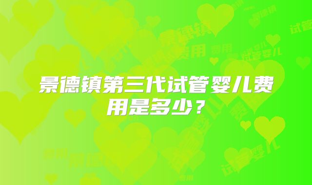 景德镇第三代试管婴儿费用是多少？