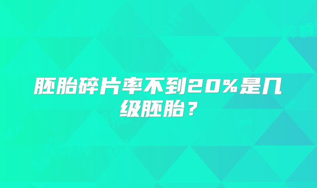 胚胎碎片率不到20%是几级胚胎？
