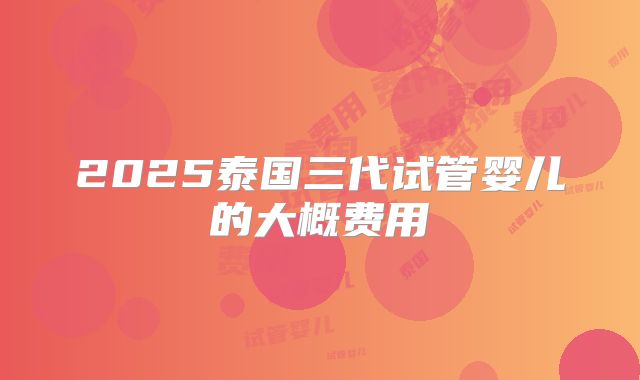 2025泰国三代试管婴儿的大概费用