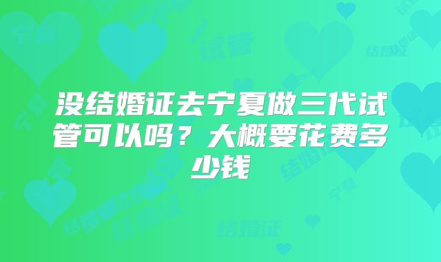 没结婚证去宁夏做三代试管可以吗？大概要花费多少钱