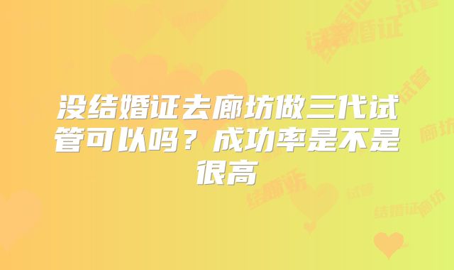 没结婚证去廊坊做三代试管可以吗?成功率是不是很高