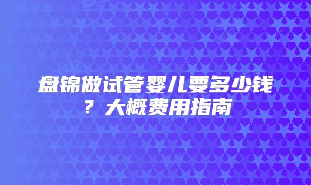 盘锦做试管婴儿要多少钱？大概费用指南