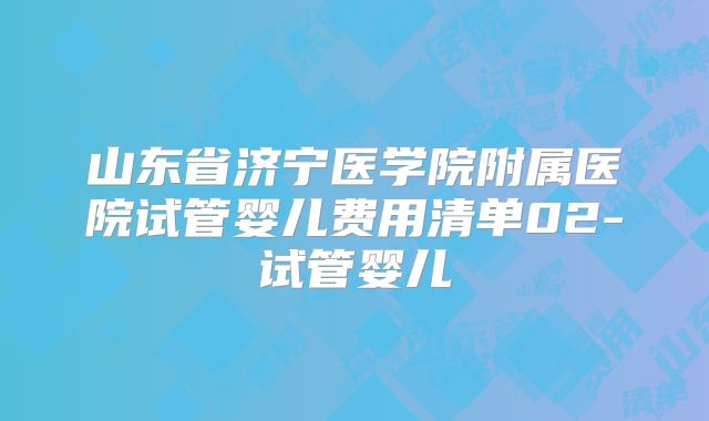 山东省济宁医学院附属医院试管婴儿费用清单02-试管婴儿