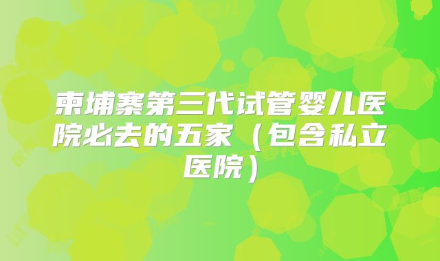 柬埔寨第三代试管婴儿医院必去的五家(包含私立医院)