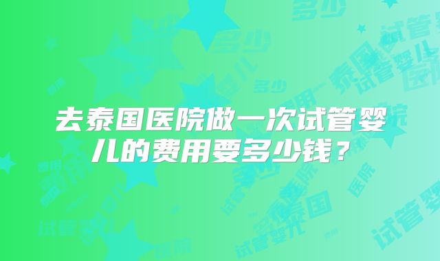 去泰国医院做一次试管婴儿的费用要多少钱？