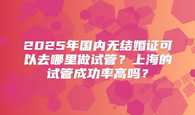 2025年国内无结婚证可以去哪里做试管?上海的试管成功率高吗?
