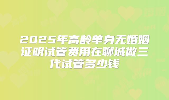 2025年高龄单身无婚姻证明试管费用在聊城做三代试管多少钱